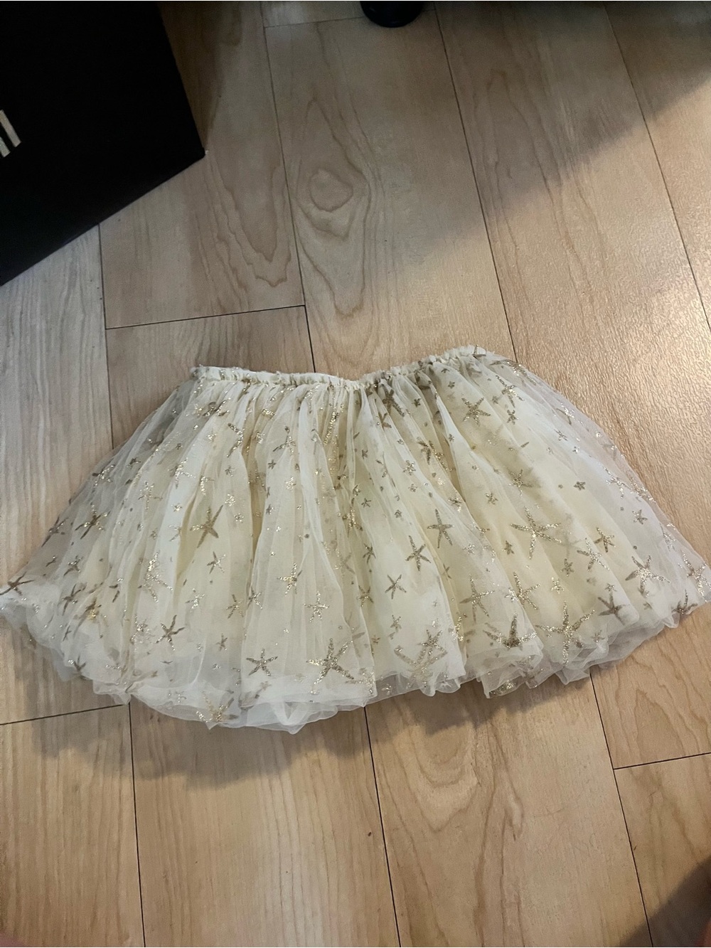 Be A Deer Girls Gold Star Tulle Tutu Skirt Ivory Size 4T